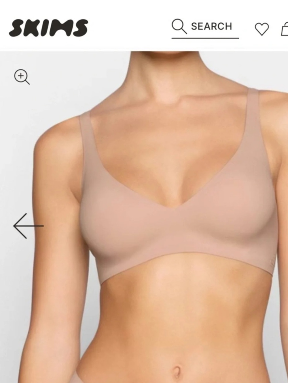 SKIMS Naked Plunge Bralette NWOT, Wireless, Clay, Size Medium